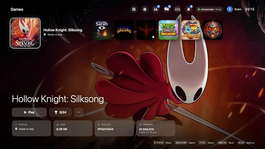 The home screen with a phone connected, shown in the top bar